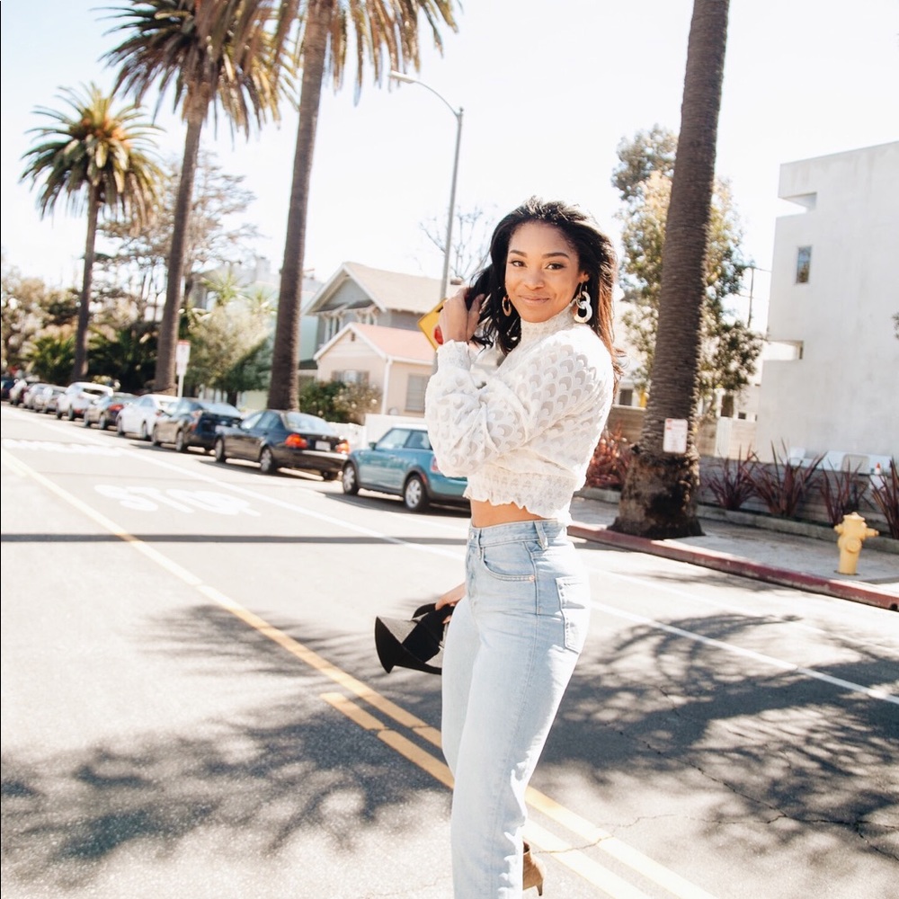 H&M Cream High Neck Blouse